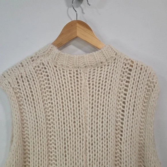 Zara Womens Cream Sweater Vest Size S Chunky Cable Knit Sleeveless Academia NWT - Picture 6 of 13